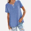 Vrouwen T-shirt Korte Mouw Solid V-hals Plus Size Dames T-shirts Losse Basic All-Match Zakken Zomer Strand Stijl Tees 210518