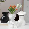 DXUIALOI Vaso in ceramica creativo minimalista nordico simulazione corpo umano arte astratta decorazione di fiori secchi casa 211215