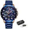 LIGE 2021 New Fashion Mens orologi impermeabili con acciaio inossidabile Top Brand di lusso sport cronografo orologio al quarzo da uomo Relogio Masculino