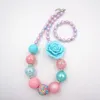 Earrings & Necklace 2021 Child Toddler Girl Chunky Beads Turquoise Flower Pearl Bubblegum DIY Jewelry Toy Bracelet Set Gift For Kids