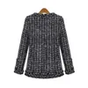 Femmes Mode Manteau Automne Hiver Mince Noir À Carreaux Tweed Casual Veste À Carreaux Survêtement FS0273 210922