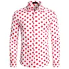Red Mens Polka Dot Shirt Casual Button Up Dress Shirts Heren Chemise Homme Party Club Mannelijke Tuin Punt Camisas Masculina 210809