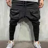Men's elastic waist harem pants solid jogger street sportswear loose trousers men's casual Drop 210715