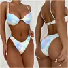 Elace Tie Dye Swimwear Mulheres Empurrar Bikinis 2021 Mulher Acolchoado Ternos Mulheres Sexy Mulheres Swimsuit Verão Beachwear Atacado X0522