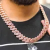 19mm Pong Cuban Link Choker Full Landed Out Chain Dad Jewelry X0509