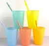 710 ml Temperatura Colore che cambia tazza Tumbler Plastica Drink a bevande a freddo con paglia e coperchio Magic Cup Summer Drinkware