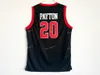 스카이 라인 게리 20 Payton 고등학교 유니폼 남자 블랙 스포츠 팬들을위한 Payton 농구 유니폼 통기성 유니폼 공장 직접 도매