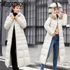 도착 패션 슬림 x 긴 여성 겨울 재킷 면화 패딩 따뜻한 두꺼운 숙녀 코트 긴 코트 파카 Womens 자켓 210528