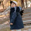 Nieuwe mode winter meisje dubbelzijdig donsjack waterdichte dikke jas 4-12 jaar kinderen bovenkleding parka echte pelskleding Snowsuit H0909