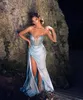 Dames Jurk Diamanten Patchwork Split Prom Dresses Mouwloze Plus Size Off Shoulder Summer 210513
