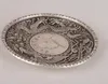 Piatto cinese vintage intagliato a mano con drago fenice, collezione in rame argento2261