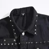 Chalecos de hombre Vestido de mezclilla de primavera hombres Estilo británico Rivet Vaquero Sin mangas Chaquetas Moda Slim Fit Negro Jean Chaleco 5xl