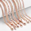 Bracelet en or Rose 585 pour femmes, hommes et filles, bordure d'escargot/lien tissé, chaînes de perles Bismark martelées, 20cm, 21 styles
