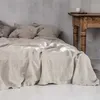 Bedding de roupa de cama da natureza Folha plana e fronha nórdica folha de colchão de linho puro 211110