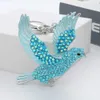 Crystal Carrier Pigeon Nyckelkedjor för kvinnor Bird Key Rings Bag Bil Purva Dekorationer Nyckelringar Flickor Teen Rhinestone Charms Gift G1019