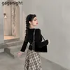 Velvet Women Cropped Jacket Coat Vintage Black Ruffles Fashion Coats Lady Solid Sash Slim Outwear Tops Korean Elegant 210601