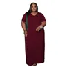 Maxi robes pour femmes été à manches courtes col en V lâche longue tenue de salon grande taille en gros goutte 211102