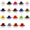 21彩色のブリムシンプルな教会ダービートップハットパナマソリッドメンズ女性のためのFedorasの帽子をフェルトしました