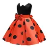 Sukienki dla dzieci 2021 Nowe dziewczyny Dot Halloween Party Dresses Little Girls Bankiet Suknia Dziecko Rękawów Princess Dresses Q0716