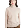 Dames truien wol gemengd 2022 herfst winter dames trui slanke paal kraag diagonale gesp vast kleur korte bodem gebreide pullover
