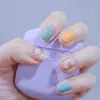 Press on Cute Short Nails Square Tiny Daisy Flower Fake Nail with Design Acrylic False Artificial Full Cover fingernails Art Accessories