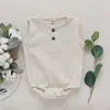 New Stylish Summer Toddler Jumpsuit Baby Boys Girls Rompers INS Cotton Sleeveless Front Button Stripes Kids Bodysuit Baby Romper 0-2T 559 K2