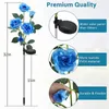 Gazonlampen Zonne-energie Rose Buiten Tuin Bloemen Stake Outdoor Pathway Light voor Patio Yard Trouwvakantie Decoratie