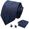 Luxe Mens Ties Floral Black Gold Paisley stropdas Pocket Square Manchetknopen Set Bruiloft Party Tie