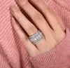 Ankomst Rose Gold Color 4 Pieces Stacked Stack Wedding Engagement Ring Set för Women Fashion Band R5899 2110125019145