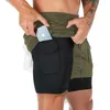 Gym kleding heren sportbroek dubbele laag shorts die buiten rent buitenshuis fitness yoga training basketbal