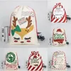 Kerstmis Santa Sacks Canvas katoenen tassen grote zware trekkoord cadeauzakken gepersonaliseerde festivalfeest kerstdecoratie zee levering