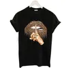 Zogankin kvinna svart t-shirt sommar ny mode leopard högklackat kortärmad tryck kläder damer grafiska toppar kvinnliga kläder x0628