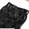 Clipe em 100 cabelo humano para mulheres negras extensões de onda corporal clipe ins cor preta natural 7 peças e 120g conjunto remy brasileiro hai3807082