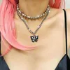 Fajny motyl Czaszka wzór Metalowy Naszyjnik Wisiorek Dla Kobiet Dziewczyna Harajuku Vintage Punk Animal Gothic Choker Naszyjnik Biżuteria G1206