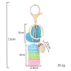 Women New Macaron Cake keychain PU love alloy leaf KeyChains Charm Bag pendant Key Ring Party Gift Jewelry