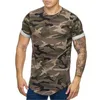 Manga curta casual t - shirts Inclinação digital Imprimir design Camo padrão elástico slim t-shirts