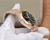 Twaf Overeaseas dubbla tid 47450 A1222 Automatisk mens klocka 18k Rose Gold Power Reserve Black Dial Stick Stainless Steel Bracelet Super Edition Klockor Puretime I9