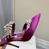 Womens Pointed Sandals 9cm High Heels Rhinestone designer shoes multifunction slippers