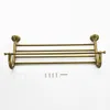 Towel Racks Bathroom Vintage Holder Wall Mount Brass Bath Rack Brushed Gold Dual Layer Hanger Towels Stand Support Shelf