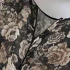 Sexy Bodycon Floral Mini Robe O Cou Plissé En Mousseline De Soie Transparente À Manches Longues Imprimer Parti Robe De Mujer 210508
