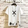 Casual Short Sleeve T Shirt Men'S Summer Tshirt Top Tees Black White Fashion HIP HOP Clothes Plus OverSize M-5XL O NECK 210726