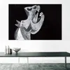 Noir blanc abstrait dessin animé tête d'hippopotame toile peinture mur Art affiches et impressions photos murales pour salon pas de cadre