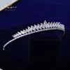 Элегантные листья прозрачные Zircon Свадьба свадьбы Tiaras Hairbands Кристалл Невесты Аксессуары для волос Вечерние Волос Ювелирные Изделия X0625