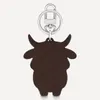 Fashion PU Leather OX Cattle Cow Key Ring Designer Keychain Car Keyring Holder Bull Pendant Christmas Gift with Box