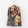 Vintage femmes Blouses peinture à l'huile de tournesol chemises hawaïennes printemps automne chemise à manches longues Camisas hauts Mujer blusas 210702