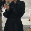trasporto di goccia coreano couverture collare sash trench cappotti donna lungo sciolto moda femminile doppiopetto giacca a vento cappotti 97s4