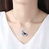 Squisita collana con pendente a forma di gatto Blue Moon per le donne Collana con pendente a mezzaluna carino regalo di gioielli di fidanzamento per la figlia G12223D