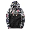 Jaqueta Floral Autumn Mens Jaquetas Com Capuz Slim Fit Manga Longa Homme Na Trendy Windbreaker Casaco Roupa de Roupa Drop 211110