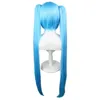 Festival Party Anime Cosplay Wig Synthetic Hair Long Green Wigs With Bangs Straight Female 2 Clip On Double Ponytail