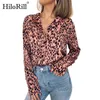 Leopard Bluse Frühling Frauen Lange Hülse Drehen-unten Kragen Hemd Vintage Print s Tops Camisa Feminina 210508